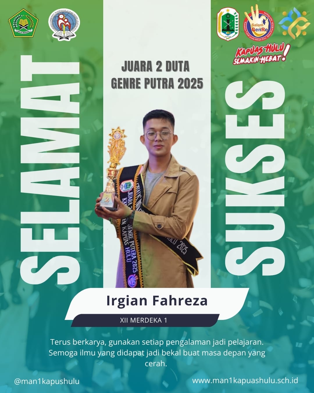 Siswa MAN 1 Kapuas  Hulu Meraih Juara 2 dalam Pemilihan Duta GENRE (Generasi Berencana)