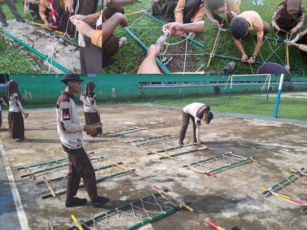 Pramuka MAN 1 Kapuas Hulu Uji Keterampilan Tali-Temali Lewat Lomba Tandu.