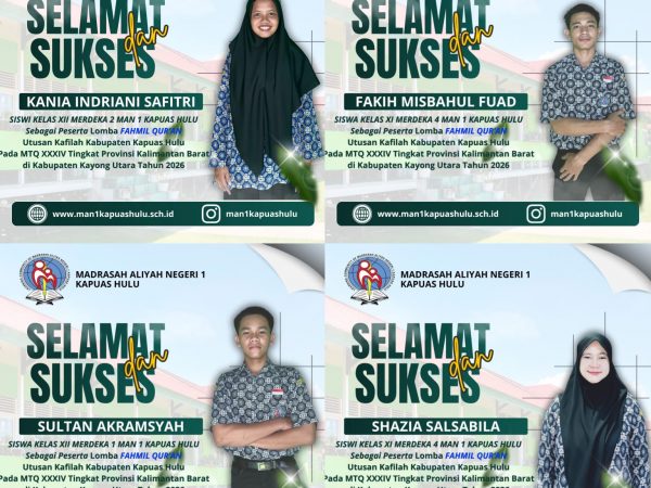 Siswa-Siswi Terbaik MAN 1 Kapuas Hulu Mengikuti MTQ Ke-XXXIV Tingkat Provinsi di Kayong Utara.