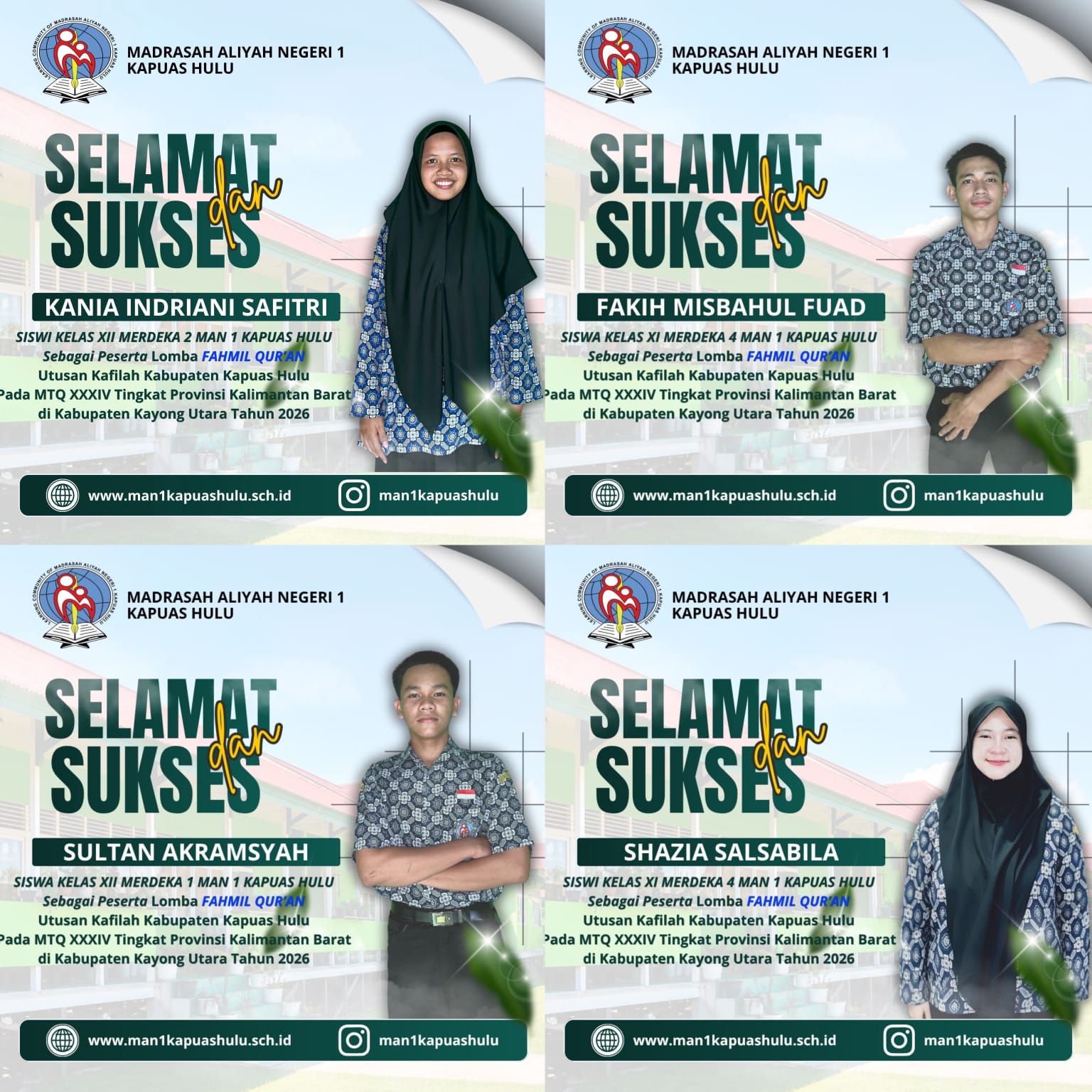 Siswa-Siswi Terbaik MAN 1 Kapuas Hulu Mengikuti MTQ Ke-XXXIV Tingkat Provinsi di Kayong Utara. Siswa-Siswi Terbaik MAN 1 Kapuas Hulu Mengikuti MTQ Ke-XXXIV Tingkat Provinsi di Kayong Utara.