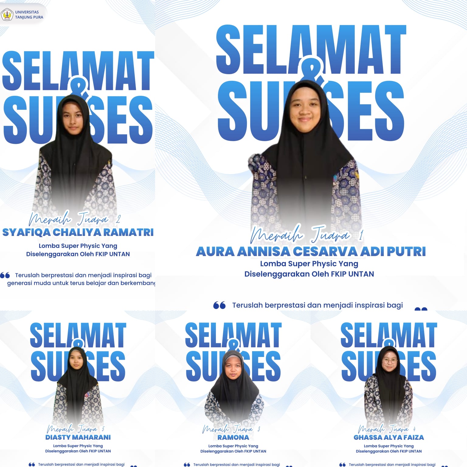 5 Siswi Terbaik MAN 1 Kapuas Hulu Juara 1 - 5 Dan Lolos Tingkat Provinsi Dalam Perlombaan Super Physic